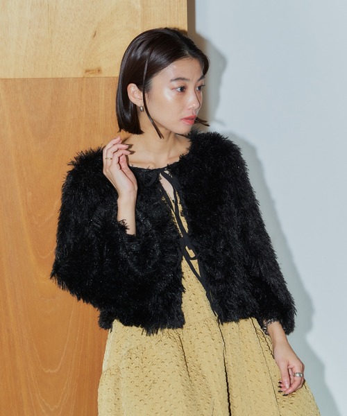 LIENCOEUR（リアンクール）の「2wayフェザーカーデ（ニット/セーター・レディース・ブラック/ブルー・FREE）」の12枚目の写真