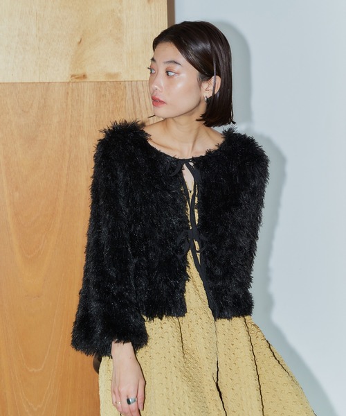 LIENCOEUR（リアンクール）の「2wayフェザーカーデ（ニット/セーター・レディース・ブラック/ブルー・FREE）」の9枚目の写真