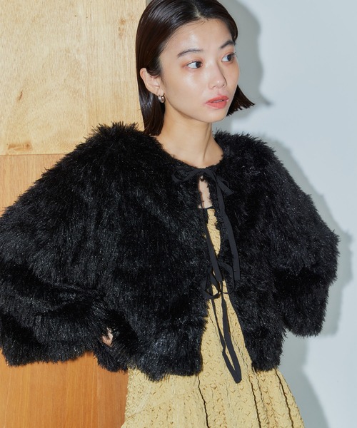 LIENCOEUR（リアンクール）の「2wayフェザーカーデ（ニット/セーター・レディース・ブラック/ブルー・FREE）」の6枚目の写真