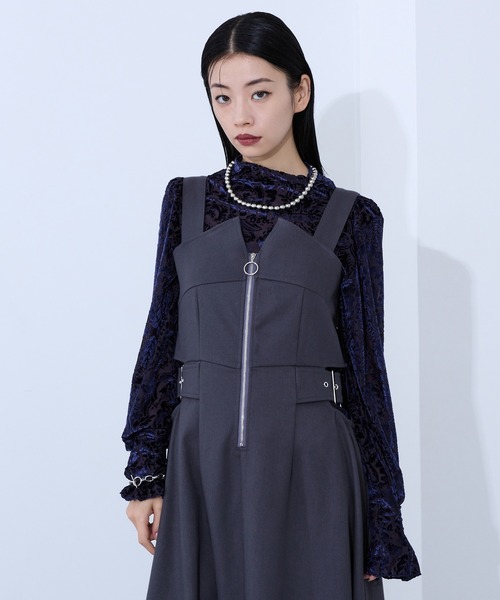 Ellno de Mavie(エルノデメヴィ)の「カットアウトジップジャンスカ(ジャンパースカート・レディース・ブラック/ボルドー/グレー・FREE)」の3枚目の写真