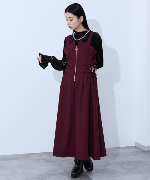 Ellno de Mavie(エルノデメヴィ)の「カットアウトジップジャンスカ(ジャンパースカート・レディース・ブラック/ボルドー/グレー・FREE)」の10枚目の写真