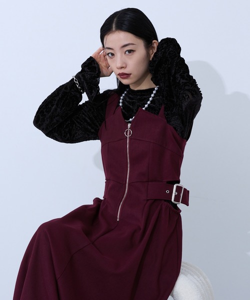 Ellno de Mavie(エルノデメヴィ)の「カットアウトジップジャンスカ(ジャンパースカート・レディース・ブラック/ボルドー/グレー・FREE)」の13枚目の写真