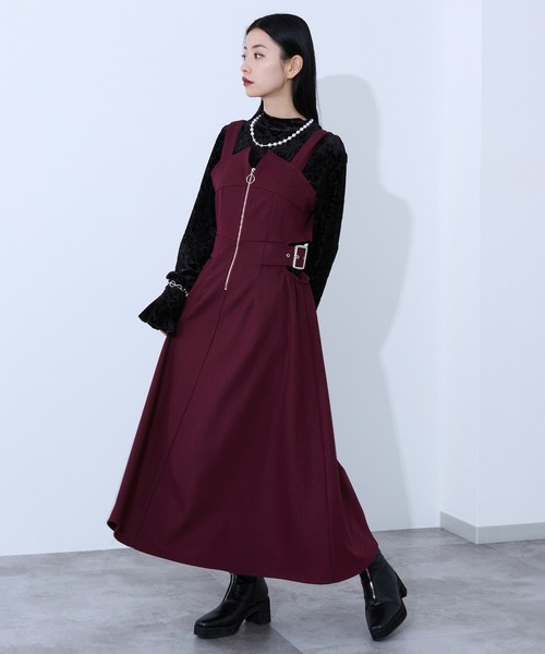 Ellno de Mavie(エルノデメヴィ)の「カットアウトジップジャンスカ(ジャンパースカート・レディース・ブラック/ボルドー/グレー・FREE)」の18枚目の写真