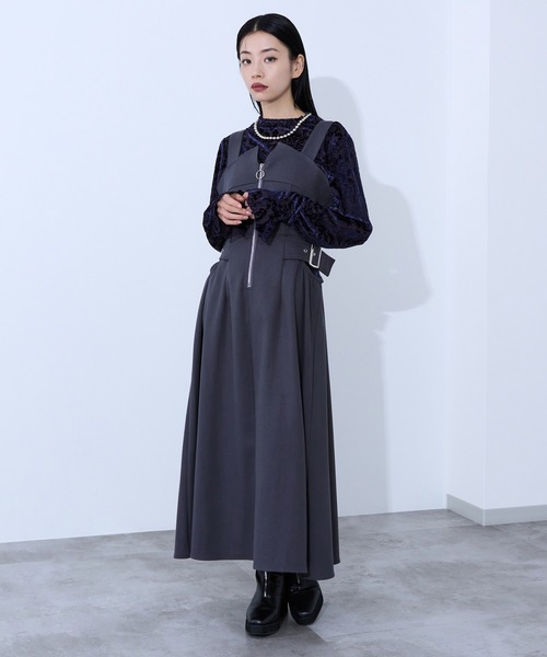Ellno de Mavie(エルノデメヴィ)の「カットアウトジップジャンスカ(ジャンパースカート・レディース・ブラック/ボルドー/グレー・FREE)」の16枚目の写真