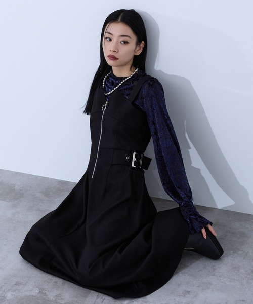 Ellno de Mavie(エルノデメヴィ)の「カットアウトジップジャンスカ(ジャンパースカート・レディース・ブラック/ボルドー/グレー・FREE)」の15枚目の写真