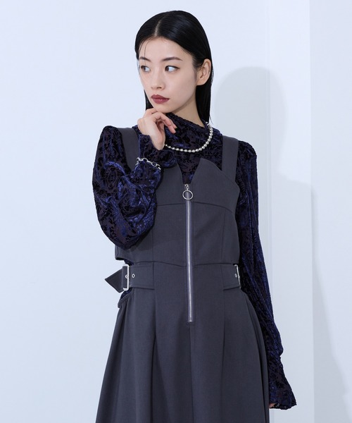 Ellno de Mavie(エルノデメヴィ)の「カットアウトジップジャンスカ(ジャンパースカート・レディース・ブラック/ボルドー/グレー・FREE)」の17枚目の写真
