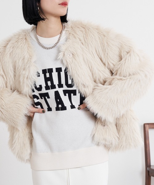 SHENERY（シーナリー）の「ノーカラーファーコート（その他アウター