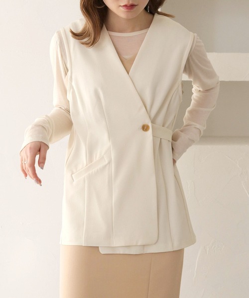 CLEIO（クレイオ）の「【CLEIO】2WAYジレベスト/2WAY GILET VEST/940-11610（ベスト・レディース・アイボリー/ベージュ・FREE）」の5枚目の写真