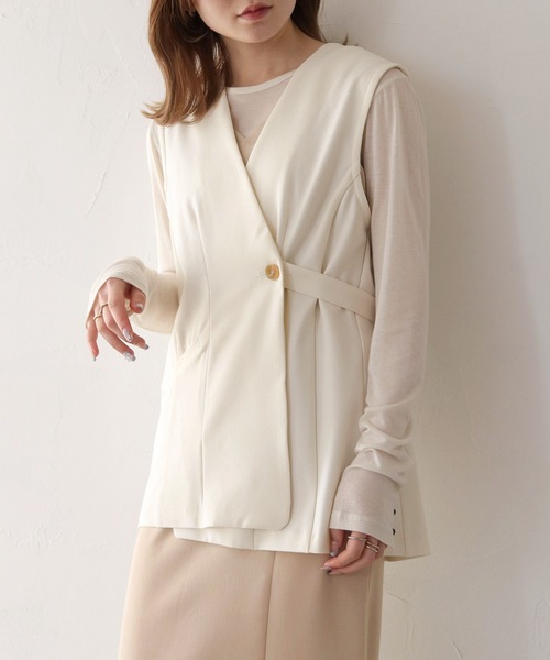 CLEIO（クレイオ）の「【CLEIO】2WAYジレベスト/2WAY GILET VEST/940-11610（ベスト・レディース・アイボリー/ベージュ・FREE）」の4枚目の写真