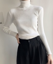 タートルネックインナーニット