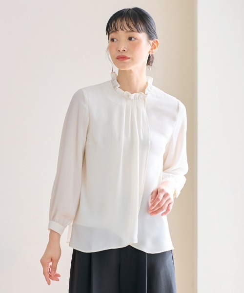 Neina（ネイナ）の「【入学式・卒業式・フォーマル】フリル衿ブラウスワイドパンツスーツ3点セット（ジャケット＋ブラウス＋パンツ）｜大きいサイズ有〔Neina〕（スーツセット・レディース・ブラック系/グレー系・LL/3L/M/L/S/4L/5L）」の22枚目の写真