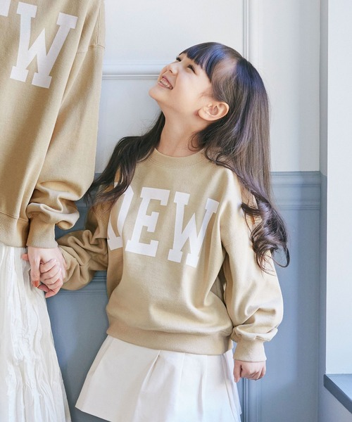 coca(coca)(コカ)の「キッズ 親子お揃い厚手ヘビーウェイト裏毛ロゴプリントスウェット(スウェット・キッズ・ライトブルー/ライトグレー/ベージュ/ホワイト・120/130/140/110)」の3枚目の写真