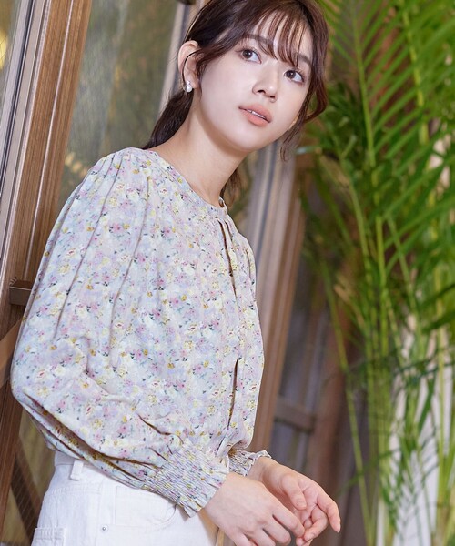 【洗える】2WAY花柄ブラウス（シャツ/ブラウス）｜Tiaclasse（ティアクラッセ）