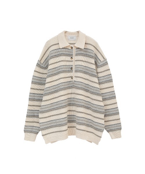 トップス CLANE MULTI BORDER KNIT POLO TOPS CLANE（クラネ）の「【CLANE/クラネ】MULTI BORDER KNIT POLO
