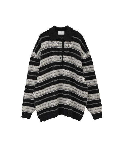 CLANE（クラネ）の「CLANE/クラネ/MULTI BORDER KNIT POLO TOPS