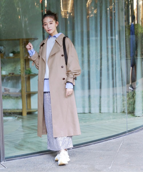 N.（N. Natural Beauty Basic）（エヌエヌナチュラルビューティーベーシック）の「【S Size Line】◆オーバーサイズトレンチコート（トレンチコート・レディース・グレー/ベージュ・SMALL/MEDIUM）」の14枚目の写真