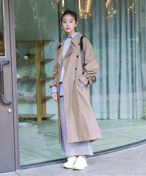 N.（N. Natural Beauty Basic）（エヌエヌナチュラルビューティーベーシック）の「【S Size Line】◆オーバーサイズトレンチコート（トレンチコート・レディース・グレー/ベージュ・SMALL/MEDIUM）」の6枚目の写真