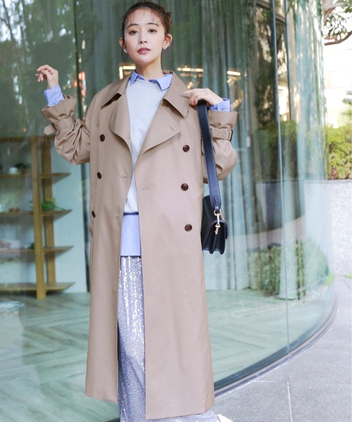 N.（N. Natural Beauty Basic）（エヌエヌナチュラルビューティーベーシック）の「【S Size Line】◆オーバーサイズトレンチコート（トレンチコート・レディース・グレー/ベージュ・SMALL/MEDIUM）」の9枚目の写真