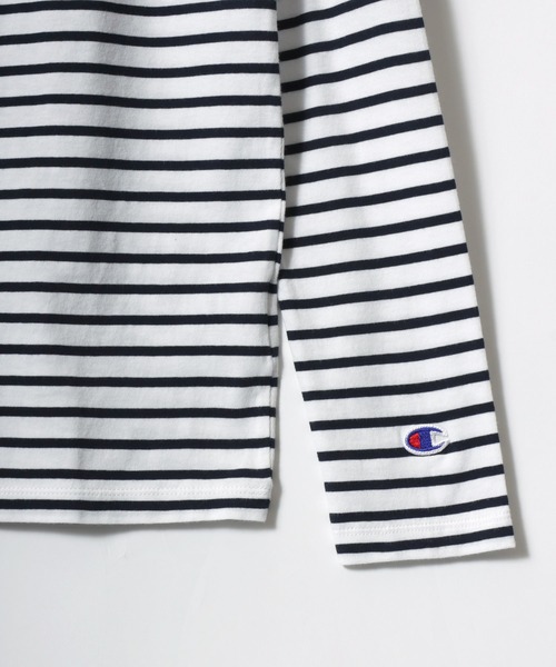 チャンピオン 長袖Ｔシャツ トップス 衿付き 袖ライン ロゴT スポーツウエア キッズ 男の子用 160サイズ 青×白 Champion Champion（チャンピオン）の「Champion（チャンピオン）ボートネック