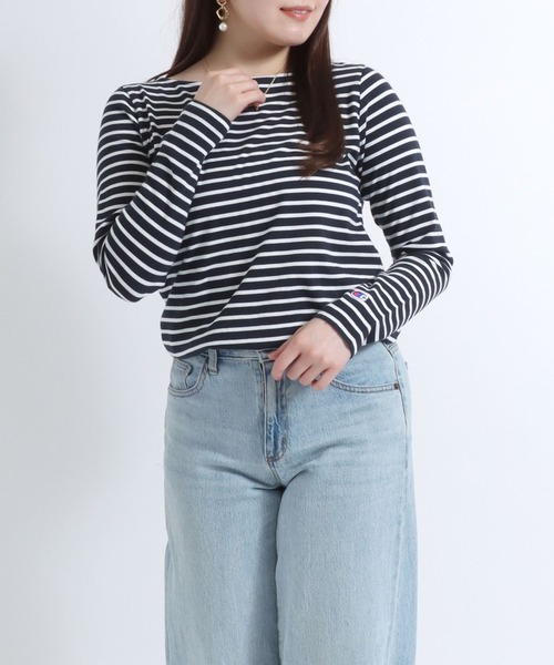 CELINE ボートネック 長袖 Tシャツ 紺白ボーダー 楽天市場】セリーヌ（柄ボーダー）（Tシャツ・カットソー