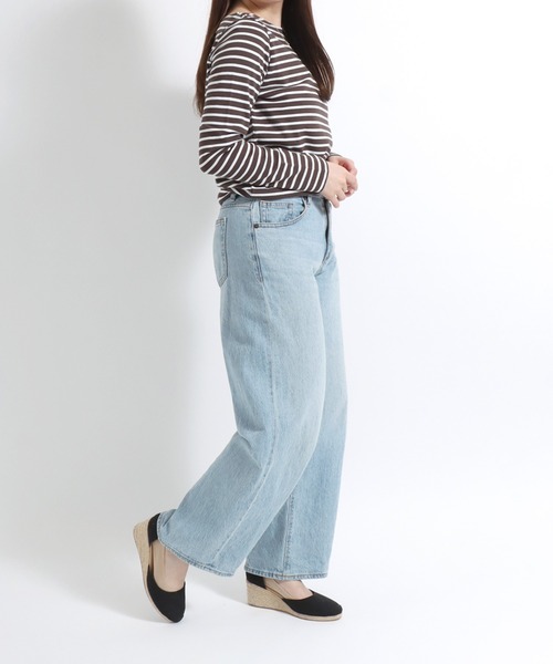 Champion(チャンピオン)の「Champion(チャンピオン)ボートネックボーダーロングスリーブTシャツ /長袖プルオーバートップス レディース(Tシャツ/カットソー・レディース・ホワイト/ネイビー/ライトブルー/ブラウン/レッド系その他/イエロー系その他・M/L)」の15枚目の写真