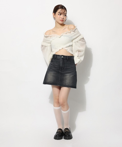 SPIRALGIRL(スパイラルガール)の「ギャザーカシュクールブラウス(シャツ/ブラウス・レディース・ホワイト/パープル/ブラック・FREE)」の11枚目の写真