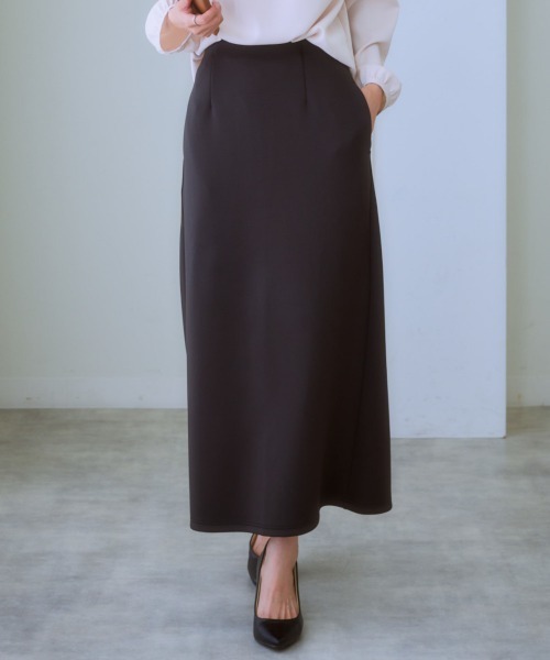 7days Life Styling(セブンデイズライフスタイリング)の「ナロースカート(きれいめダンボール素材)(スカート・レディース・グレイッシュベージュ/ブラック・L/M/S/LL)」の1枚目の写真