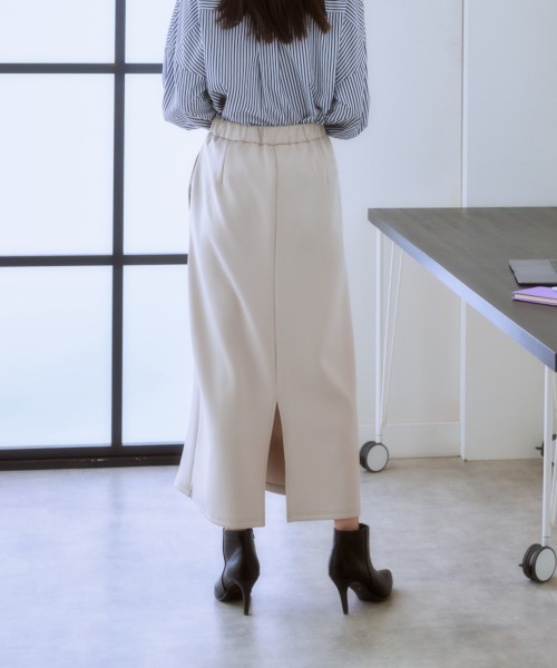 7days Life Styling(セブンデイズライフスタイリング)の「ナロースカート(きれいめダンボール素材)(スカート・レディース・グレイッシュベージュ/ブラック・L/M/S/LL)」の6枚目の写真
