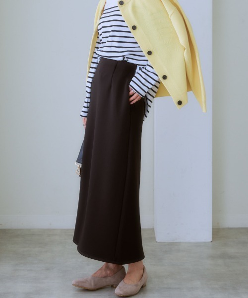 7days Life Styling(セブンデイズライフスタイリング)の「ナロースカート(きれいめダンボール素材)(スカート・レディース・グレイッシュベージュ/ブラック・L/M/S/LL)」の10枚目の写真