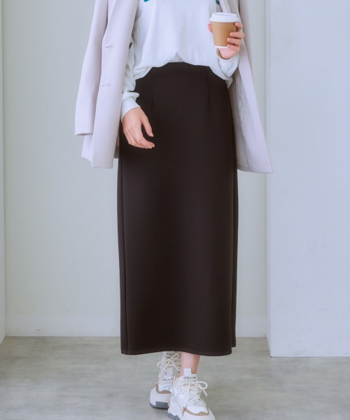 7days Life Styling(セブンデイズライフスタイリング)の「ナロースカート(きれいめダンボール素材)(スカート・レディース・グレイッシュベージュ/ブラック・L/M/S/LL)」の13枚目の写真