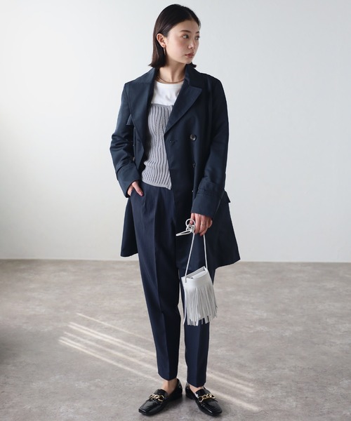 RIRIYANO（リリヤーノ）の「ブライトツイルトレンチコート（トレンチコート・レディース・アイボリー/ブラック/ライトベージュ/ネイビー・MEDIUM/LARGE/X-LARGE/XX-LARGE/XXX-LARGE）」の4枚目の写真