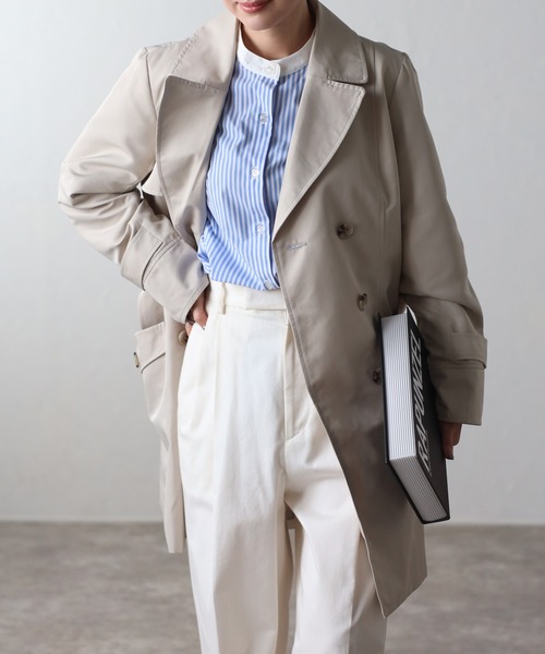 RIRIYANO（リリヤーノ）の「ブライトツイルトレンチコート（トレンチコート・レディース・アイボリー/ブラック/ライトベージュ/ネイビー・MEDIUM/LARGE/X-LARGE/XX-LARGE/XXX-LARGE）」の20枚目の写真