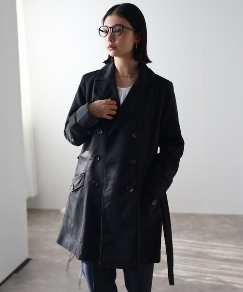 RIRIYANO（リリヤーノ）の「ブライトツイルトレンチコート（トレンチコート・レディース・アイボリー/ブラック/ライトベージュ/ネイビー・MEDIUM/LARGE/X-LARGE/XX-LARGE/XXX-LARGE）」の8枚目の写真