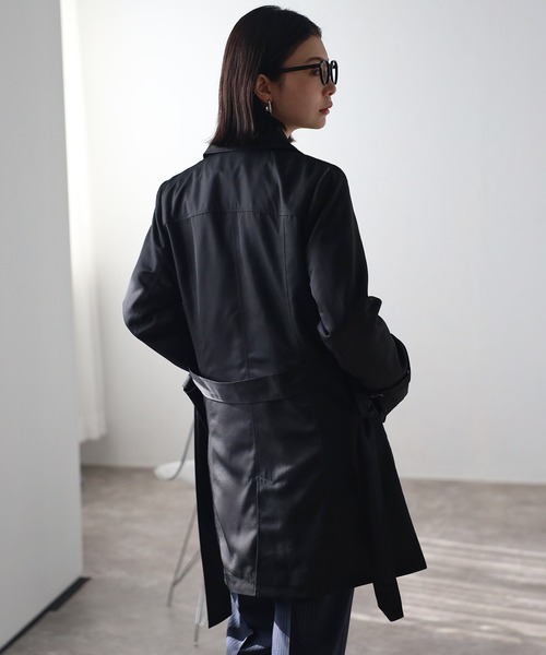 RIRIYANO（リリヤーノ）の「ブライトツイルトレンチコート（トレンチコート・レディース・アイボリー/ブラック/ライトベージュ/ネイビー・MEDIUM/LARGE/X-LARGE/XX-LARGE/XXX-LARGE）」の10枚目の写真