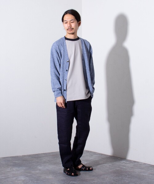 GLOSTER(グロスター)の「【GLOSTER/グロスター】フレンチブルドッグ刺繍 リネン混 カーディガン Vネック(カーディガン/ボレロ・メンズ・ミント/グレー/オレンジ/ブルー・S/M/L)」の14枚目の写真