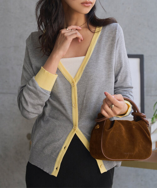 KOBE LETTUCE（コウベレタス）の「[ VネックorUネック ] 春夏秋冬着られる UVカットベーシックニットカーディガン（カーディガン/ボレロ・レディース・ブラック/ホワイト系/オフホワイト/ブルー/グレー/ホワイト系その他2/グレー系/ネイビー系/ベージュ/イエロー/ネイビー/イエロー系/ピンク系1/ブルー系/ブラック系/ホワイト系その他/ピンク系/グリーン/ベージュ系/グリーン系/カーキ/グリーン系1/ネイビー系1/レッド系/レッド系1/ネイビー系2/ホワイト系2/ホワイト系1/レッド系2/ボルドー/グレー系その他2/サックスブルー系/グレー系その他/サックスブルー/ブラウン系その他2/ブラウン系その他/グレー系その他3/グレー系その他4・L/M/XL）」の14枚目の写真