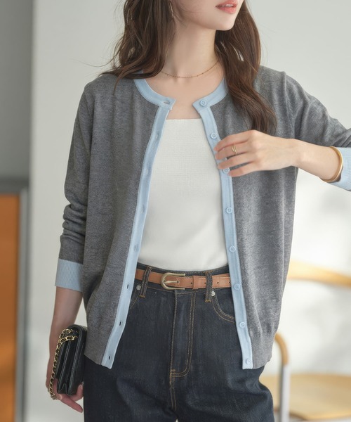 VネックorUネック ] 春夏秋冬着られる UVカットベーシックニット