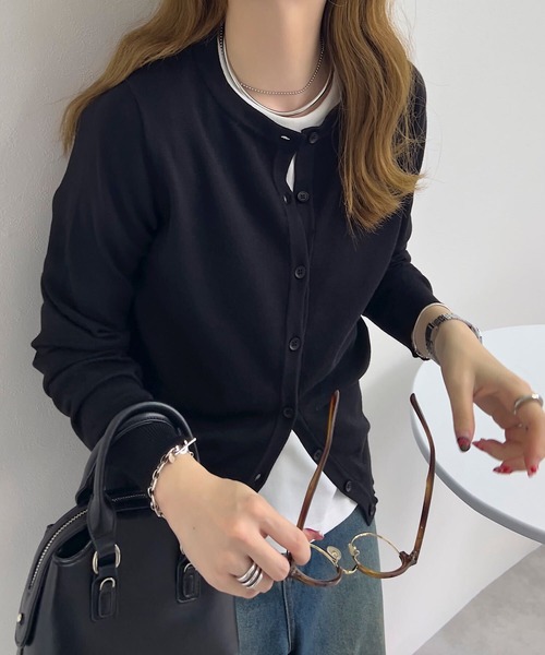 VネックorUネック ] 春夏秋冬着られる UVカットベーシックニット