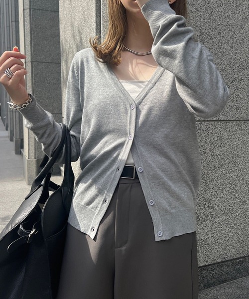 VネックorUネック ] 春夏秋冬着られる UVカットベーシックニット