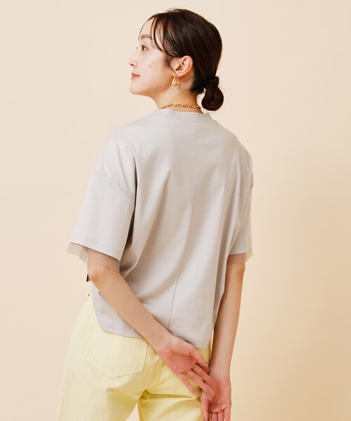 UNTITLED（アンタイトル）の「◆【汗ジミ目立ちにくい／５分袖／ゆったりシルエット】チュールドッキング プルオーバー（Tシャツ/カットソー・レディース・ライトグレー/グリーン/ブラック/カーキ・00/02/04/44/48/50）」の13枚目の写真