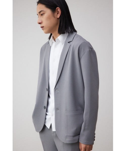 AZUL by moussy(アズールバイマウジー)の「ワッフルストレッチジャケット(テーラードジャケット・メンズ・ブラック/グレー・MEDIUM/LARGE)」の4枚目の写真
