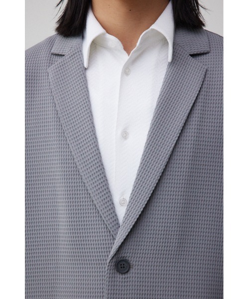 AZUL by moussy(アズールバイマウジー)の「ワッフルストレッチジャケット(テーラードジャケット・メンズ・ブラック/グレー・MEDIUM/LARGE)」の9枚目の写真