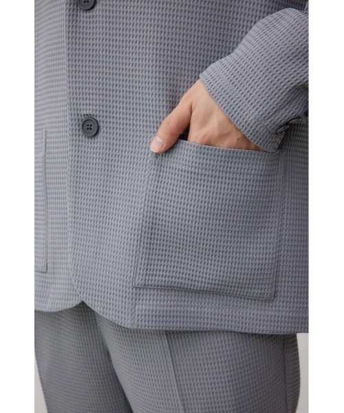 AZUL by moussy(アズールバイマウジー)の「ワッフルストレッチジャケット(テーラードジャケット・メンズ・ブラック/グレー・MEDIUM/LARGE)」の12枚目の写真
