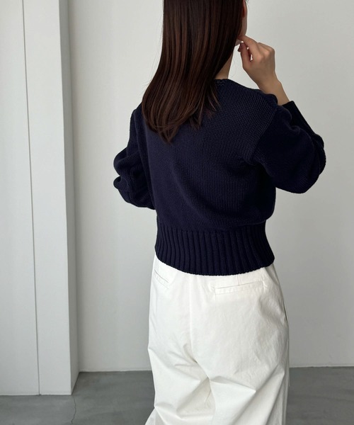 CANAL JEAN(キャナルジーン)の「El mar コットンVネックニットカーディガン(カーディガン/ボレロ・レディース・ネイビー/ピンク/アイボリー/ライトグリーン・ONE SIZE)」の9枚目の写真