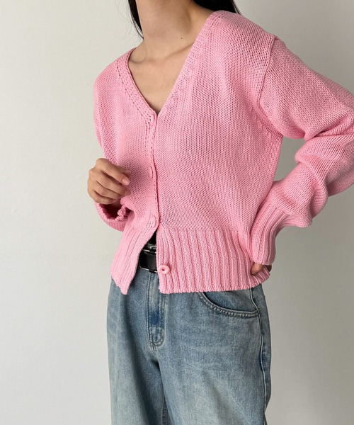 CANAL JEAN(キャナルジーン)の「El mar コットンVネックニットカーディガン(カーディガン/ボレロ・レディース・ネイビー/ピンク/アイボリー/ライトグリーン・ONE SIZE)」の7枚目の写真