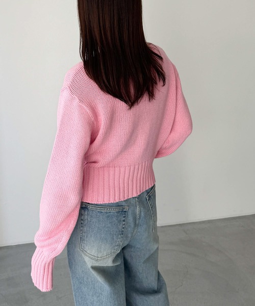 CANAL JEAN(キャナルジーン)の「El mar コットンVネックニットカーディガン(カーディガン/ボレロ・レディース・ネイビー/ピンク/アイボリー/ライトグリーン・ONE SIZE)」の6枚目の写真