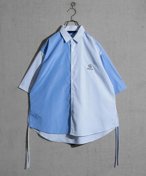 JOHN'S CLOSET(ジョンズクローゼット)の「【a】サイドシャーリング フラワーエンブロイダリー ルーズサイズ ブロードストライプ 半袖シャツ(シャツ/ブラウス・メンズ・ホワイト/ブルー/その他・MEDIUM/LARGE)」の20枚目の写真