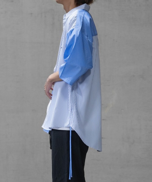 JOHN'S CLOSET(ジョンズクローゼット)の「【a】サイドシャーリング フラワーエンブロイダリー ルーズサイズ ブロードストライプ 半袖シャツ(シャツ/ブラウス・メンズ・ホワイト/ブルー/その他・MEDIUM/LARGE)」の14枚目の写真