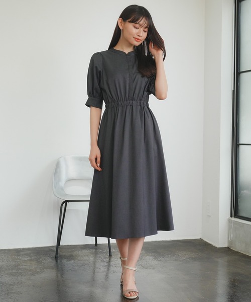 TRUDEA(トルディア)の「リネンライクバンドカラーワンピース(ワンピース・レディース・チャコールグレー/グリーン/ネイビー・MEDIUM/LARGE)」の22枚目の写真