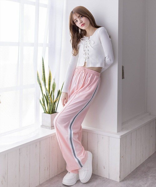 clear（クリア）の「ダブルラインスウェットパンツ[低身長用サイズ有]（スウェットパンツ・レディース・グレー/ブラック/ピンク・F/XS）」の12枚目の写真